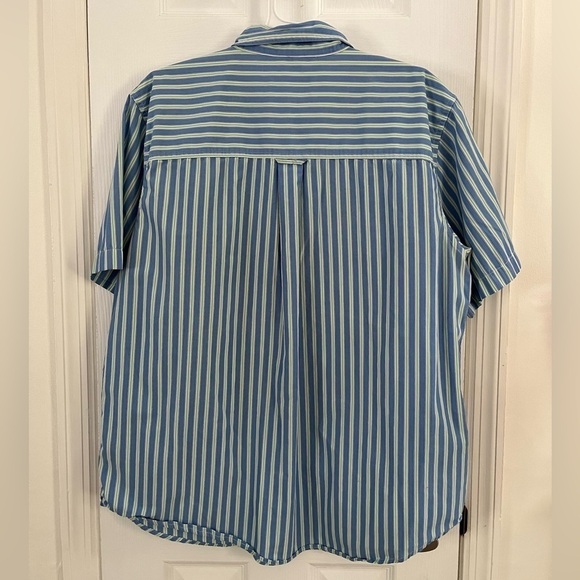 Chaps cotton blue green and white striped button down- Size XL - Picture 4 of 4